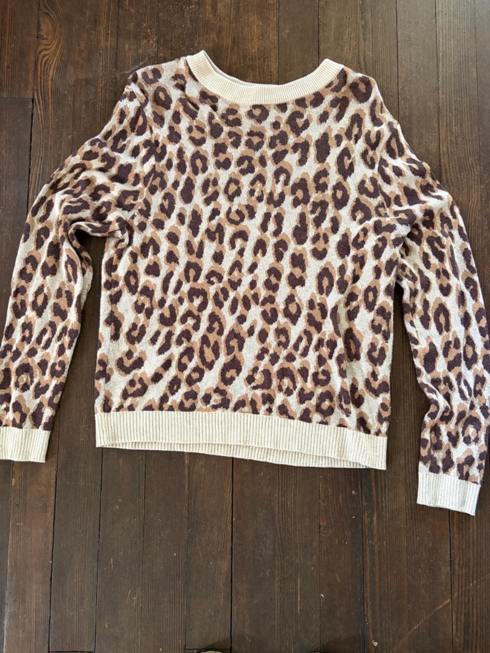 a new day Cream and Brown Marled Crewneck Sweater